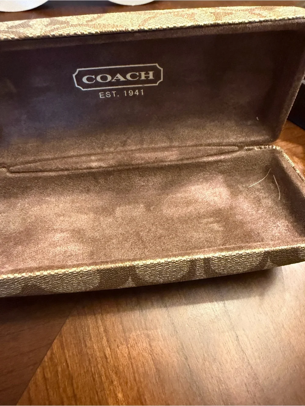 Coach Sunglasses Case in Brown Velvet with Gold Logo